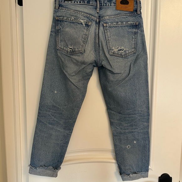 Moussy Vintage Blue Denim with Tan Leather Patch - Picture 2 of 5